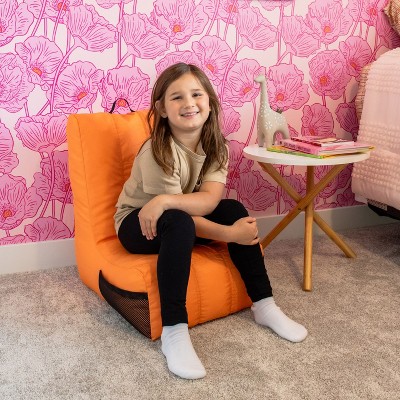 Tangerine Polyester Video Lounger Bean Bag Chair with Removable Cover