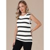 INSPIRE CHIC Women's Stripe Sleeveless Crew Neck Summer Hollow Out Vacation Casual Crochet Vest - 4 of 4