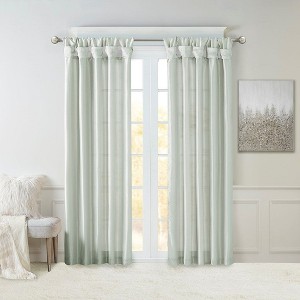 PAGED Faux Silk Blackout Curtains for Bedroom,Window Curtain Panel with Twisted Tab Top,Lined,Curtains for Living Room,Machine Washable - 1 of 4