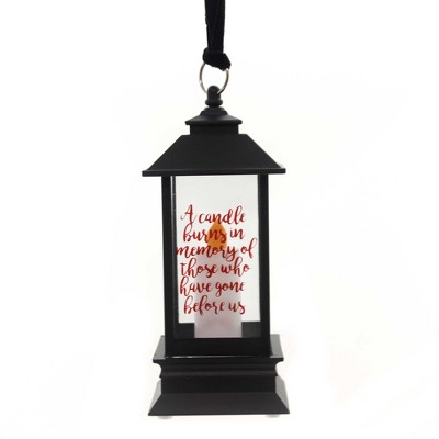 Holiday Ornament 4.75" Memorial Lantern Black Candle Burns Memory  -  Tree Ornaments