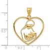 Black Bow Jewelry 14k Yellow Gold Mother and Child Heart Pendant, 23mm (7/8 inch) - 3 of 4