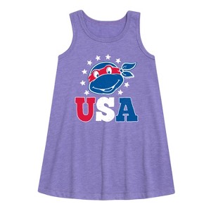 - Teenage Mutant Ninja Turtles - USA Raphael Graphic Sleeveless Aline Dress - 1 of 3