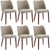 Modern Dining Chair Set of 4/6, Linen Upholstered Kitchen Chairs with So Lid Wood Legs, Wingback Ergonomic Design, Thick Cushions for Dining Room - 2 of 4