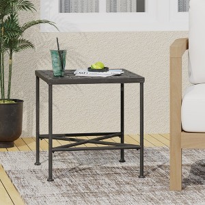 Patio Iron Side Table, Outdoor Small Square End Table, Modern Metal Sofa Side Table, Accent Coffee End Table With Metal Legs - 1 of 4