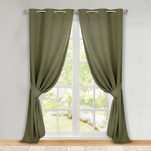 Classic Modern Solid Room Darkening Semi-Blackout Curtains, Grommets, Set of 2 by Blue Nile Mills - 1 of 4