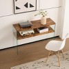 INFURNIC Desks Console Table with Tempered Glass Strong and Durable for Multi-Purpose Use and Stylish Storage, Brown, 43.3"*13.7"*29.5" - 2 of 4