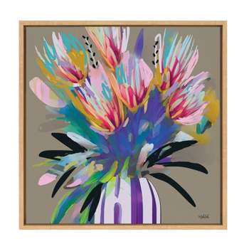 Kate & Laurel All Things Decor 22"x22" Sylvie Bright Flowers Framed Canvas Wall Art by Inkheart Designs Natural Colorful Painted Floral