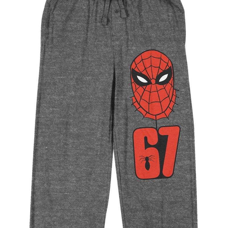 Spider-Man Classic Spider-Man Mask 67 Men's Gray Heather Sleep Pajama Pants, 2 of 4