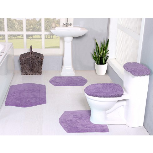 Garland Rug 3-Piece Traditional Nylon Washable Bathroom Rug Set Purple