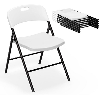 VINGLI Folding Chairs, Plastic Foldable Chair, Capacity up to 350 lbs, Portable Seating for Indoor Outdoor Events Parties Work (4, White)