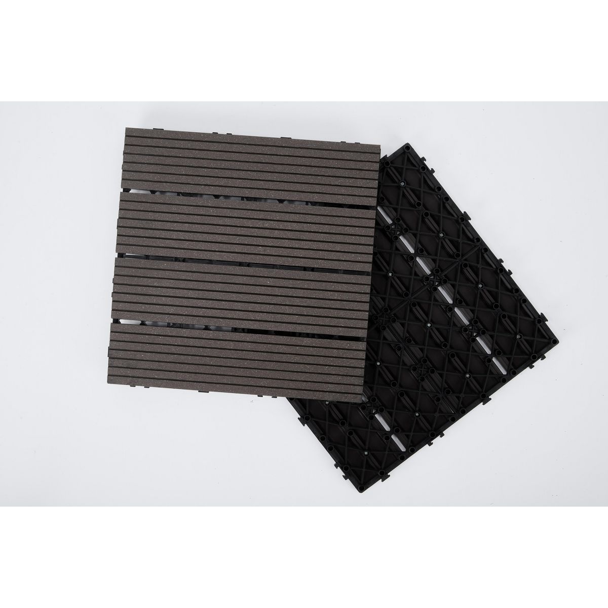 Grooved Interlocking Composite Deck Tiles, Snap-In Outdoor Patio Flooring Tiles for Balcony, Backyard & Walkway Renovation - thumbnail 9