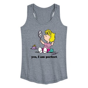 Women's - Peanuts - Yes I Am Perfect Sally Graphic Racerback Tank - 1 of 4