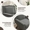 Tangkula Mid-Century Modern Accent Chair Set of 2 Grey Linen Fabric Upholstered Armchair w/Rubber Wood Legs Nailhead Trim Max Load 440 Lbs Grey - 3 of 4