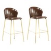 Set of 2 Bar Stools with Gilded Metal Legs,Modern Bar Stools with Foam Cushion for Kitchen or Home Bar,Low Back Height Bar Stools-Cuddlewood - 3 of 4