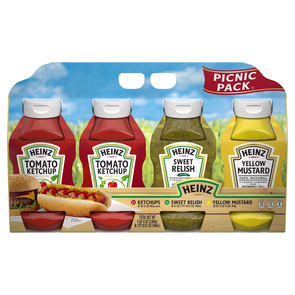 HEINZ Ketchup, Mustard &#38; Relish Picnic Pack- 4pk