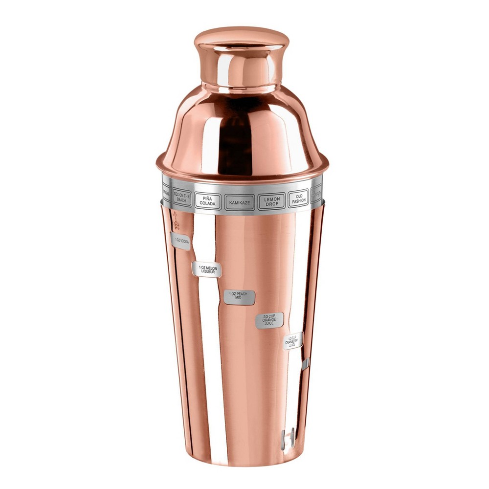 Oggi 34oz Dial a Drink Cocktail Shaker Copper: Stainless Steel, Hand Wash, 11.25" Height, 4.88" Width, 1.4 lbs