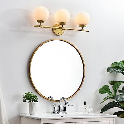 Brass and Frosted Glass 3-Light Dimmable Bath Sconce