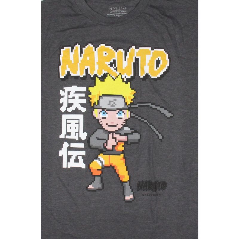 Naruto Shippuden Mens' Uzumaki Pixelated Kanji Print Big & Tall T-Shirt, 3 of 4