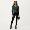 Anna-Kaci Women's Long Sleeve V-Neck Knit Top with Sheer Textured Balloon Sleeves - 3 of 4