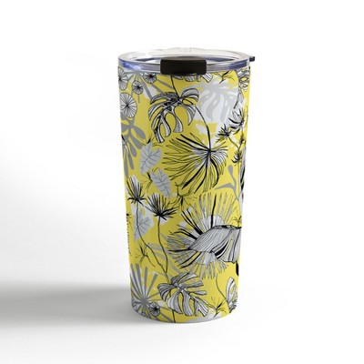 Marta Barragan Camarasa Tropical Gray and Yellow 20 oz Stainless Steel Travel Mug - Deny Designs