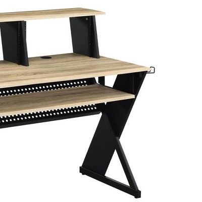 Natural and Black Studio Desk with Keyboard Tray