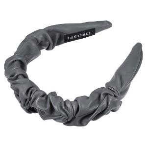 Unique Bargains Women's PU Leather Pleated Fashion Hairband Non Slip 1 Pc - 1 of 4