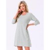 INSPIRE CHIC Women's Sleepwear Cotton Stripe 3/4 Sleeve Round Neck Midi Contrast Color Soft Sleepdress Nightgown - 2 of 4