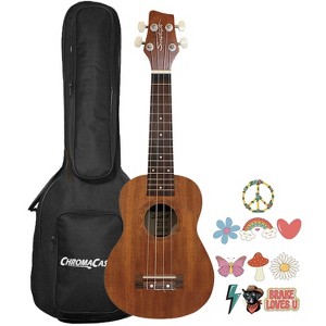 Sawtooth Mahogany Soprano Electric Ukulele w Gig Bag and Fishman KUL-101 Preamp/Built In Tuner and Official Brake Stickers - 1 of 1