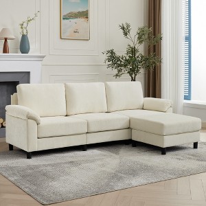 Beautyolove 4-Piece Upholstered L-Shape Convertible Sectional Couches Sofas with Ottoman - 1 of 4