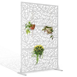 TUYOHW Metal Privacy Screen Outdoor, Decorative Privacy Panels, Freestanding Privacy Screen for Patio, Garden, Pool (White Square) - 1 of 4