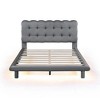 Queen/Full Size Velvet Upholstered Platform Bed with LED Frame and Button-tufted Design Headboard-ModernLuxe - 4 of 4