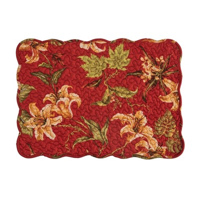 Camille Burgundy Cotton Reversible Quilted Placemats Set of 6