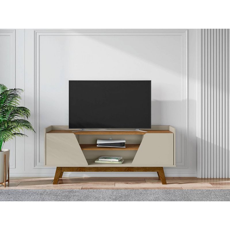 Marcus Mid-Century Modern 4 Shelf TV Stand for TVs up to 55&#34; Beige - Manhattan Comfort, 2 of 7