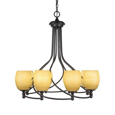 Toltec Lighting Capri 8 - Light Chandelier in  Dark Granite with 5" Cayenne Linen Shade