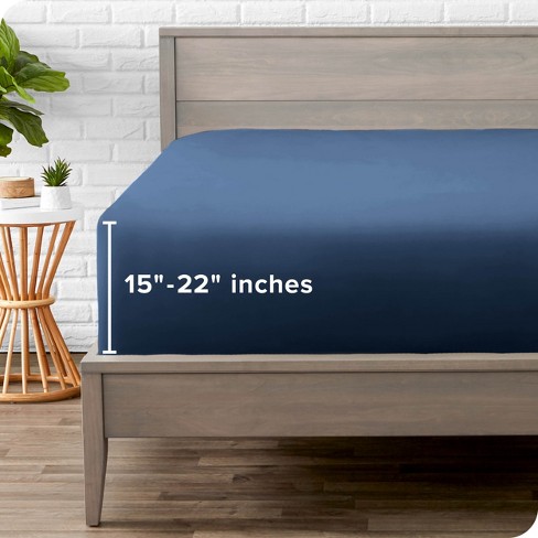 22 Inch Extra Deep Pocket Microfiber Dark Blue Twin Xl Fitted Sheet By ...