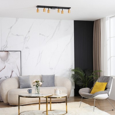 Vidalite Black and Gold Iron Rectangle Semi Flush Mount