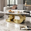 FONTOI 49.2 Inches Oval Marble Texture Coffee Table Living Room Luxury Center Table Sofa Table with Stainless Steel Base, Gold, 49.2"* 27.6"*15.8" - 2 of 4