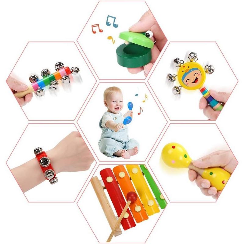 Wooden Kid Musical Instruments Kids Toys Musical Instruments Toys Wooden Percussion Instruments with Xylophone Rattles, 3 of 8
