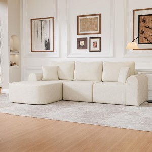 104x67x23.6in Luxury Net Red Beige Lamb Velvet Sofa, Convertible Double Sofa Bed for Living Room and Balcony - 1 of 4