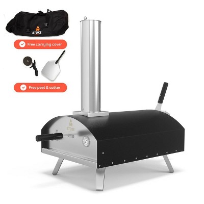 Stoke 5pc 13&#34; Wood Fueled Outdoor Patio Pizza Oven with Pizza Stone, Weatherproof Cover, Pizza Peel and Pizza Cutter_6