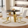 4-Piece Dining Set with Sintered Stone Tabletop and Dining Chairs with Golden Metal Leg - 3 of 4