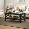 HOMCOM Glass Coffee Table, Modern Farmhouse Center Table with Storage, Side Table for Living Room with Classic X-Bar Style Sides, Black - 2 of 4