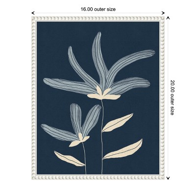 Two Flowers Abstract Navy and White Canvas Wall Art