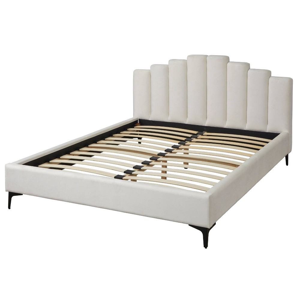 Photos - Bed Queen Stark Upholstered Platform  White - Lifestorey: Art Deco Skyscrap