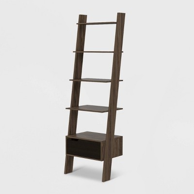 70" Aster 4 Tier Leaning Bookcase Rich Oak - RST Brands