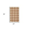 Orange Beige And Brick Red Wool Plaid Hand Tufted Area Rug - 3 of 4