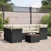 vidaXL Patio Sofa Set with Cushions Outdoor Furniture 7 Piece Poly Rattan - Black and Cream - 2 of 4