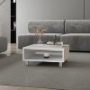 Vynxaria Modern White Coffee Table, Open Storage, Scratch Resistant Melamine Coating - 2 of 4