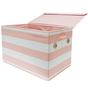 Large Rectangle Stripe Toy Storage Bin Pink & White - Pillowfort