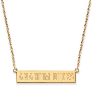 Black Bow Jewelry 14k Yellow Gold Plated Sterling Silver Anaheim Ducks NHL Necklace 18 Inch - 1 of 3